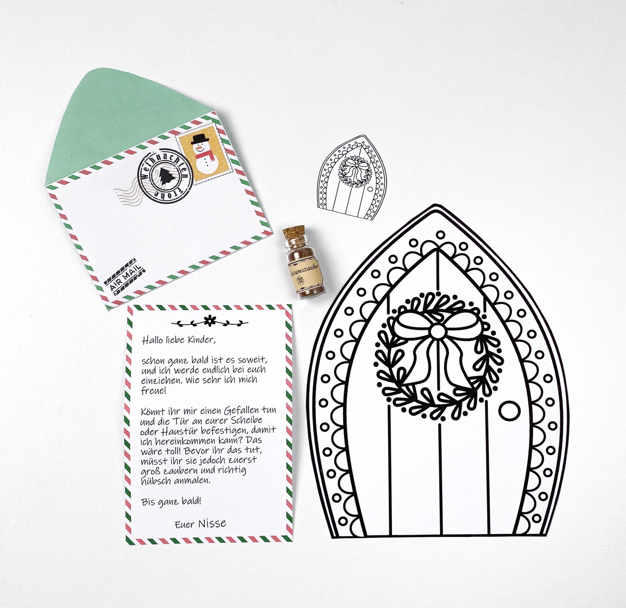 Kostenlose Wichteltür Bastelvorlagen - Wichtel fürs Fenster