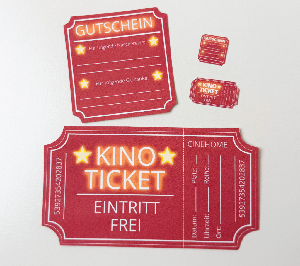 Kinotickets Wichteltür Bastelvorlage