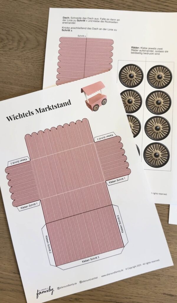 Wichteltür Marktstand DIY mit kostenloser Druckvorlage