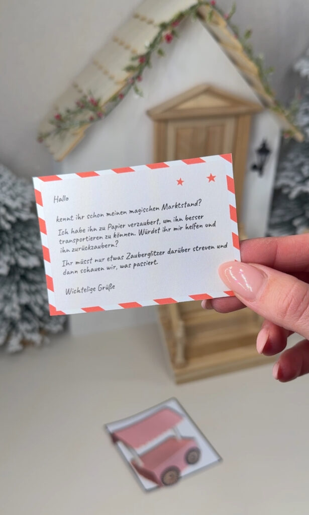 Wichteltür Marktstand DIY mit kostenloser Druckvorlage