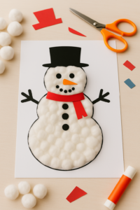Schneemann aus Watte Bastelidee für Kinder5