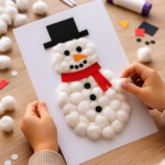 Schneemann aus Watte Bastelidee für Kinder5