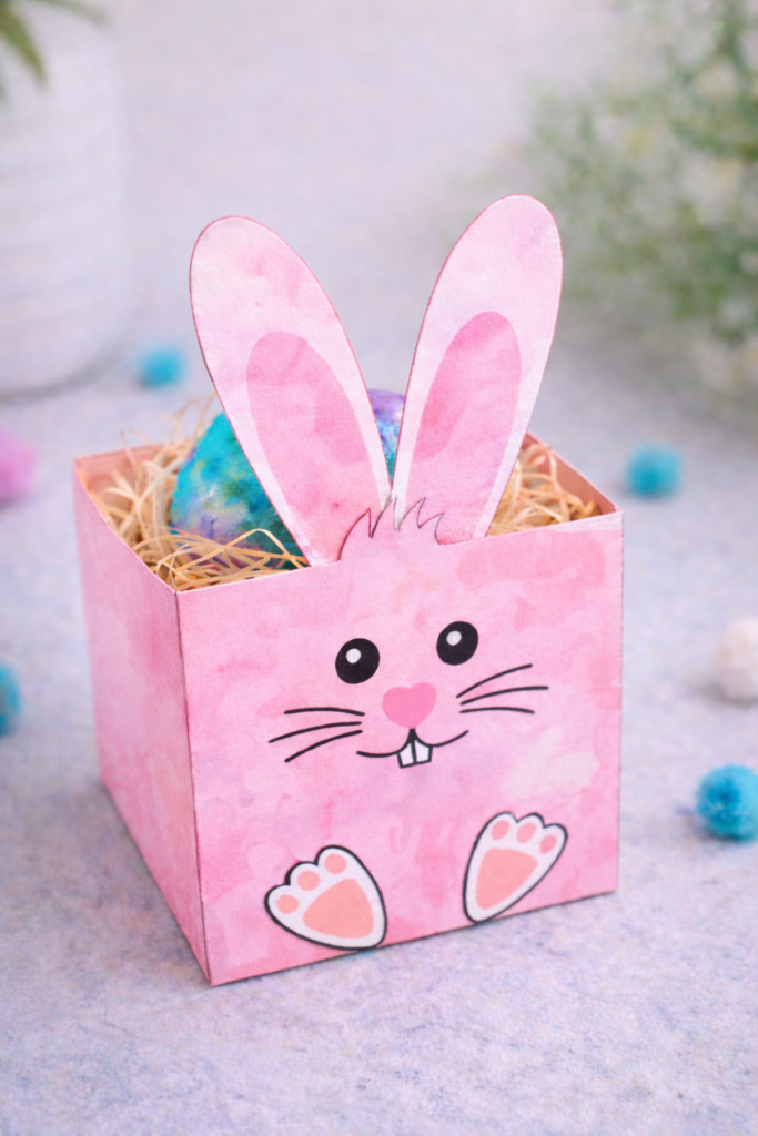 Osterhase Osterkörbchen Bastelvorlage