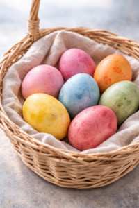 Ostereier-mit-Lebensmittelfarbe-und-Essig-faerben