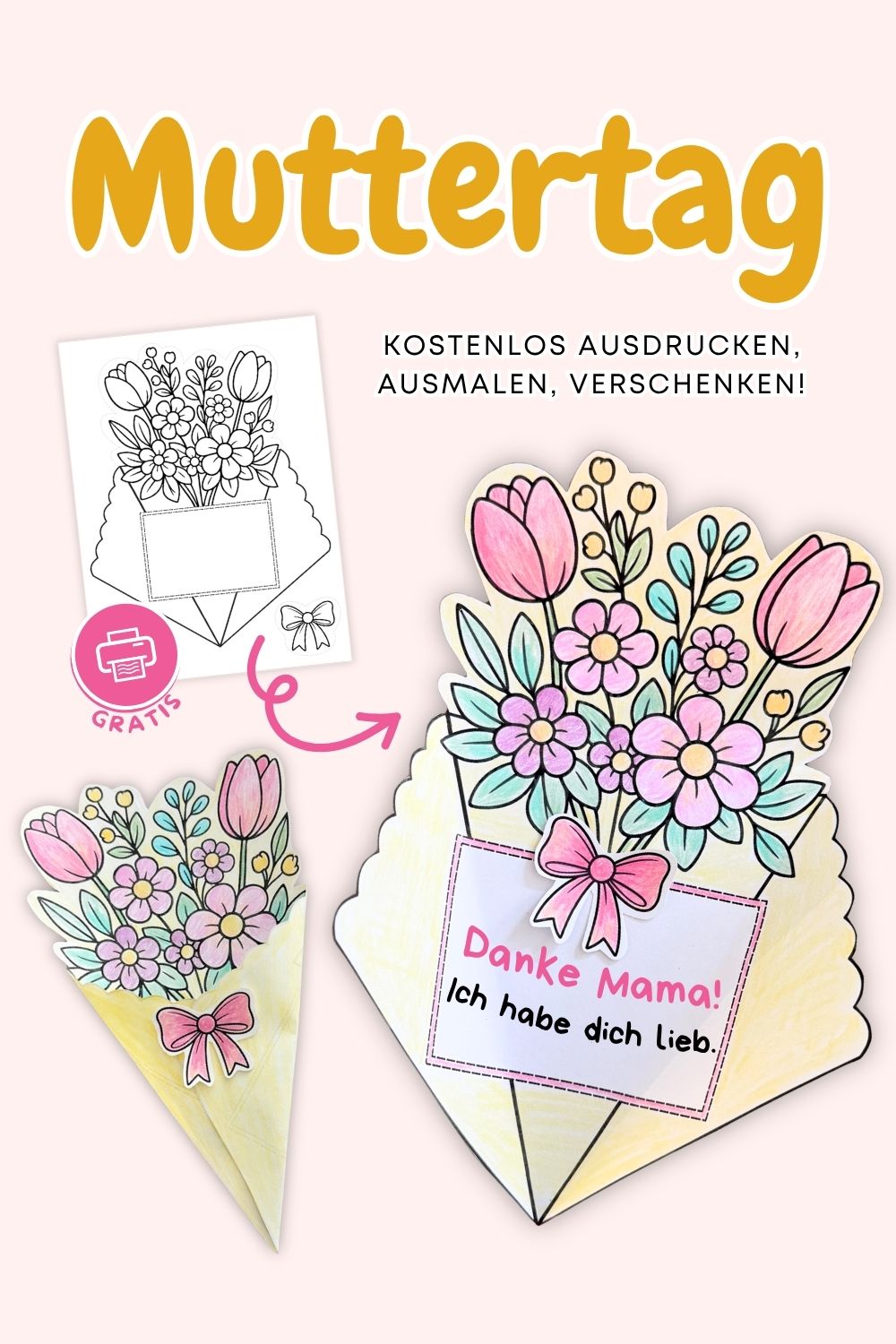 Muttertag Geschenk-Karte basteln Blumenstraus26
