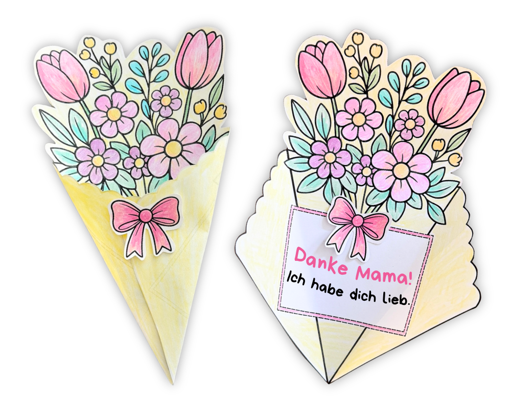 Muttertag Geschenk-Karte basteln Blumenstraus