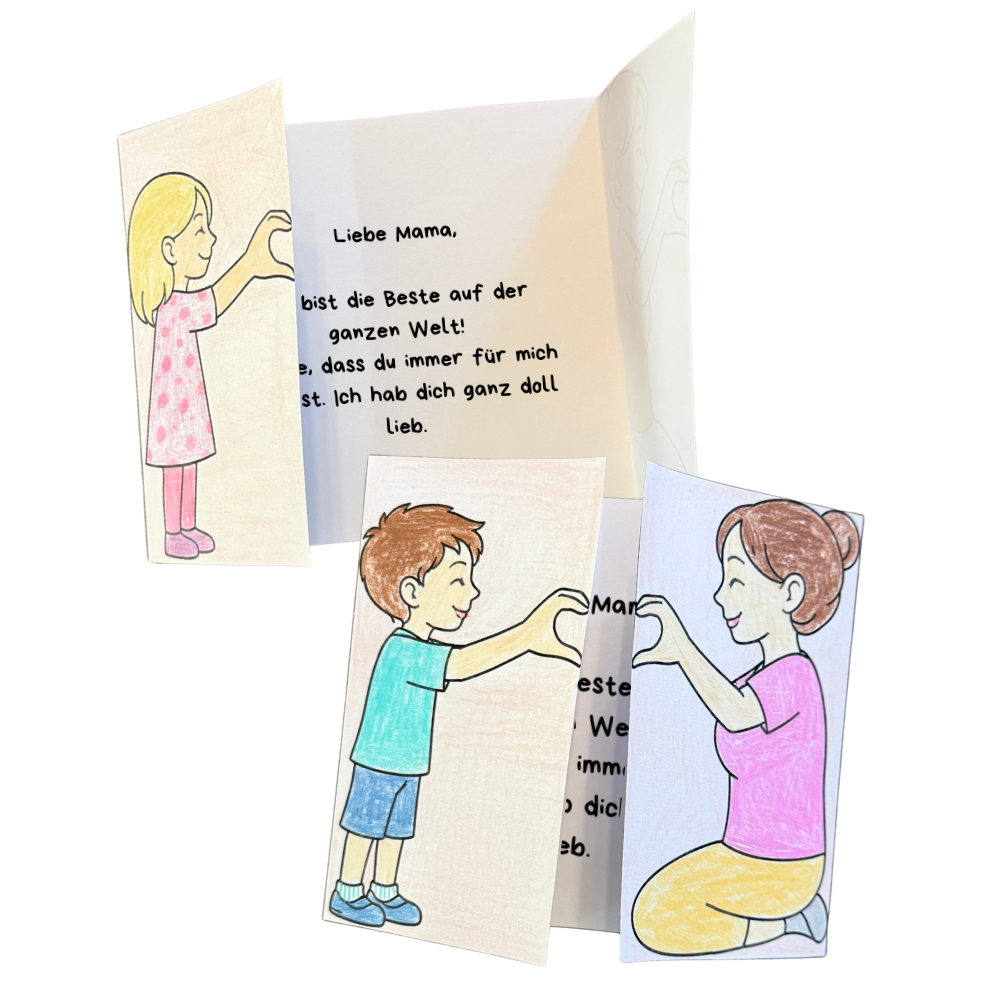 Muttertagskarten zum Falten - kostenlose Bastelvorlagen für Kinder3