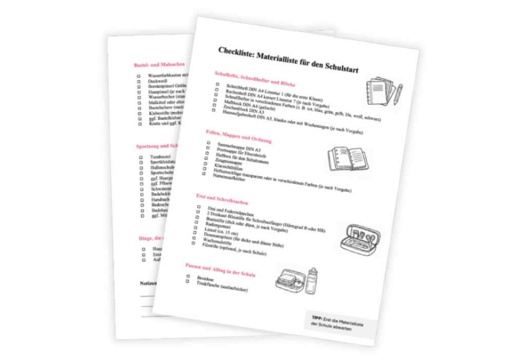 Checkliste Materialliste Einschulung