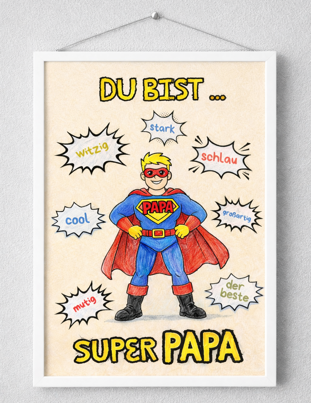 Vatertag Bastelidee für Kinder zum kostenlos Ausdrucken: Superheld